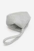 Elegant Silver Diamond Mesh Crystal Mini Pouch Handbag