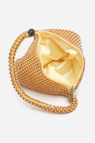 Elegant Rose Gold Diamond Mesh Crystal Mini Pouch Handbag