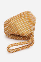 Elegant Rose Gold Diamond Mesh Crystal Mini Pouch Handbag