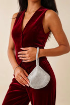 Elegant Silver Diamond Mesh Crystal Mini Pouch Handbag