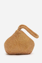 Elegant Rose Gold Diamond Mesh Crystal Mini Pouch Handbag
