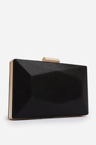 Elegant Black Box Clutch with Crossbody Strap
