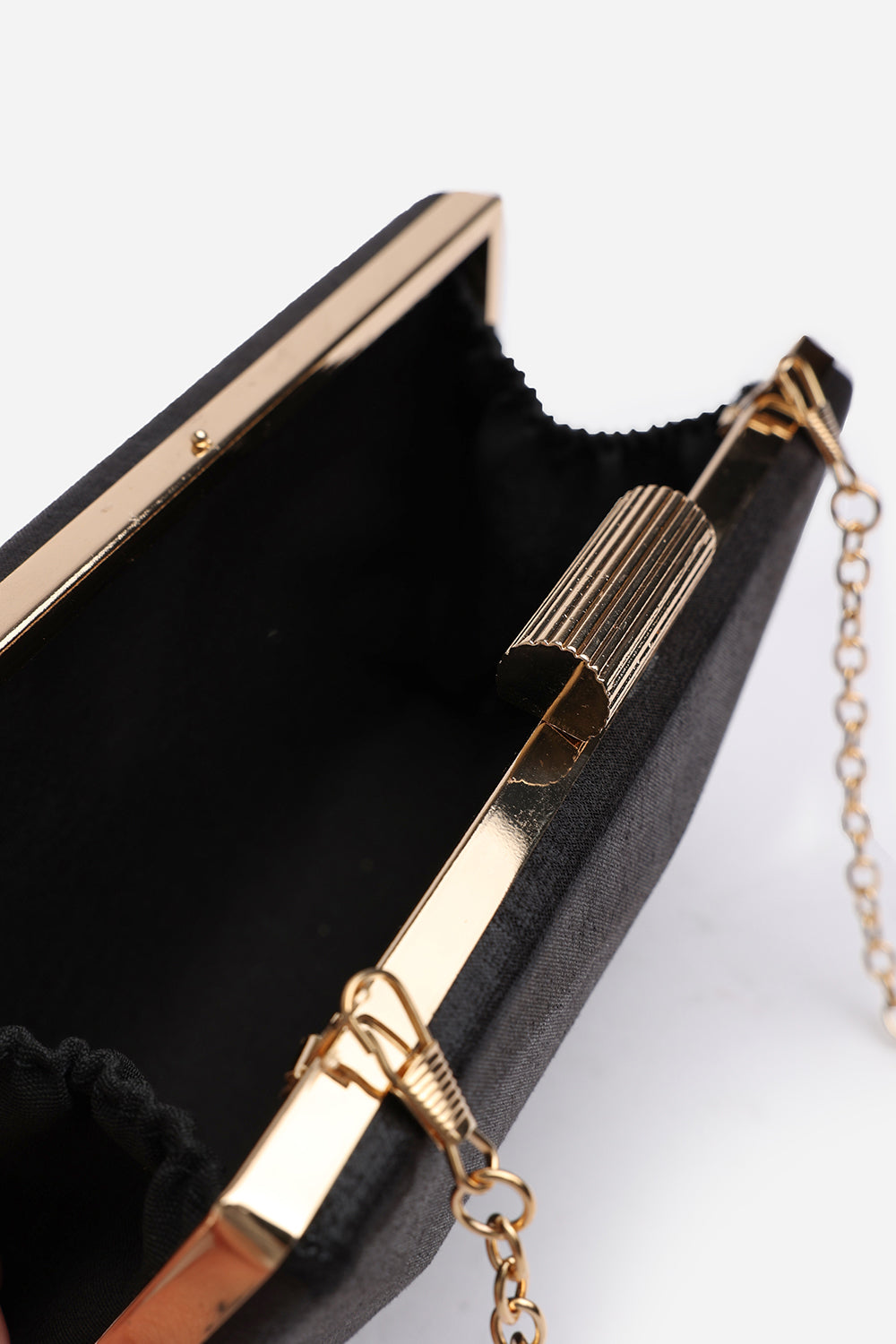 Elegant Black Box Clutch with Crossbody Strap