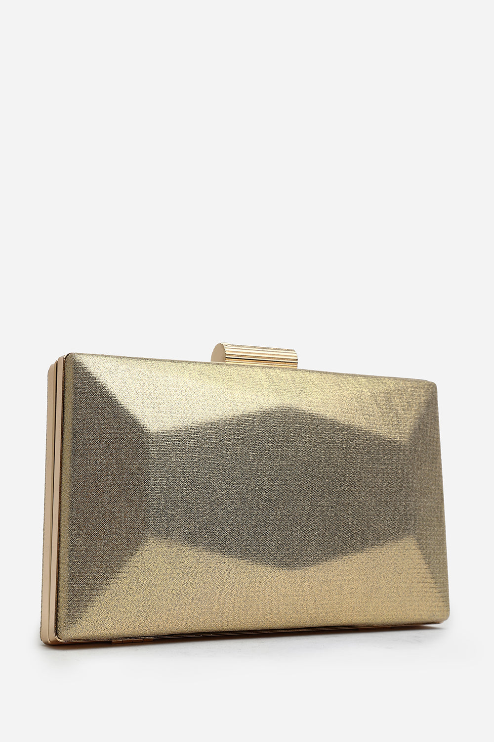 Elegant Gold Box Clutch with Crossbody Strap