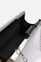 Elegant Silver Box Clutch with Crossbody Strap