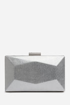 Elegant Silver Box Clutch with Crossbody Strap