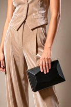 Elegant Black Box Clutch with Crossbody Strap