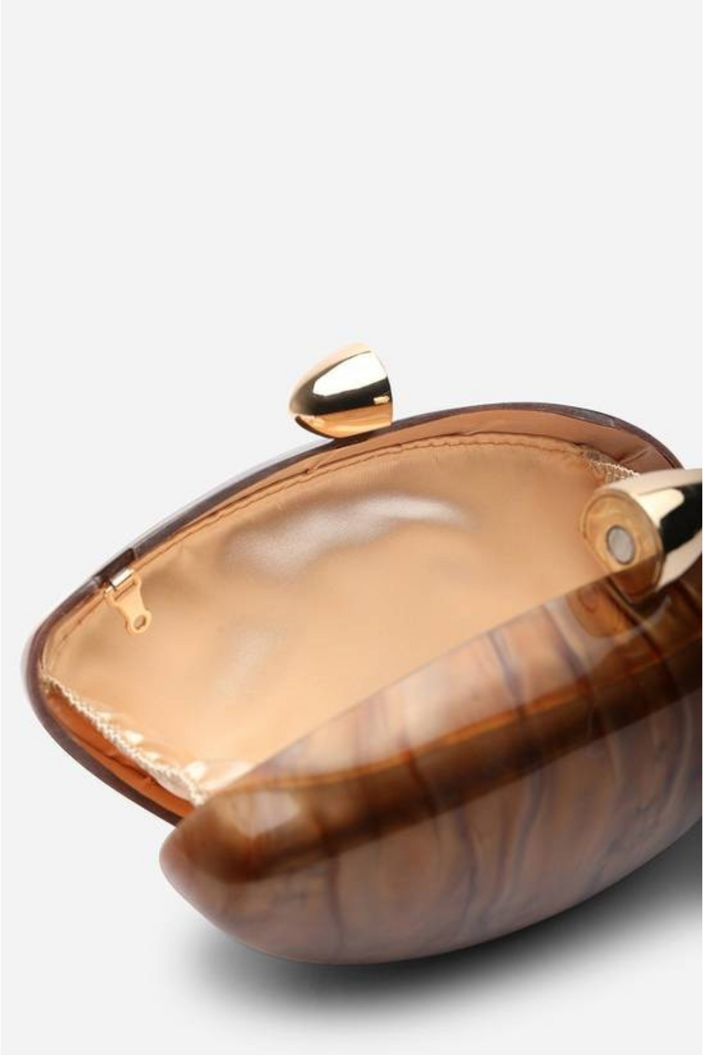 Wholesale Oval Glossy Marble Dark Brown Evening Clutch with Detachable Chain