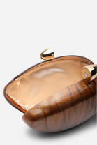 Wholesale Oval Glossy Marble Dark Brown Evening Clutch with Detachable Chain