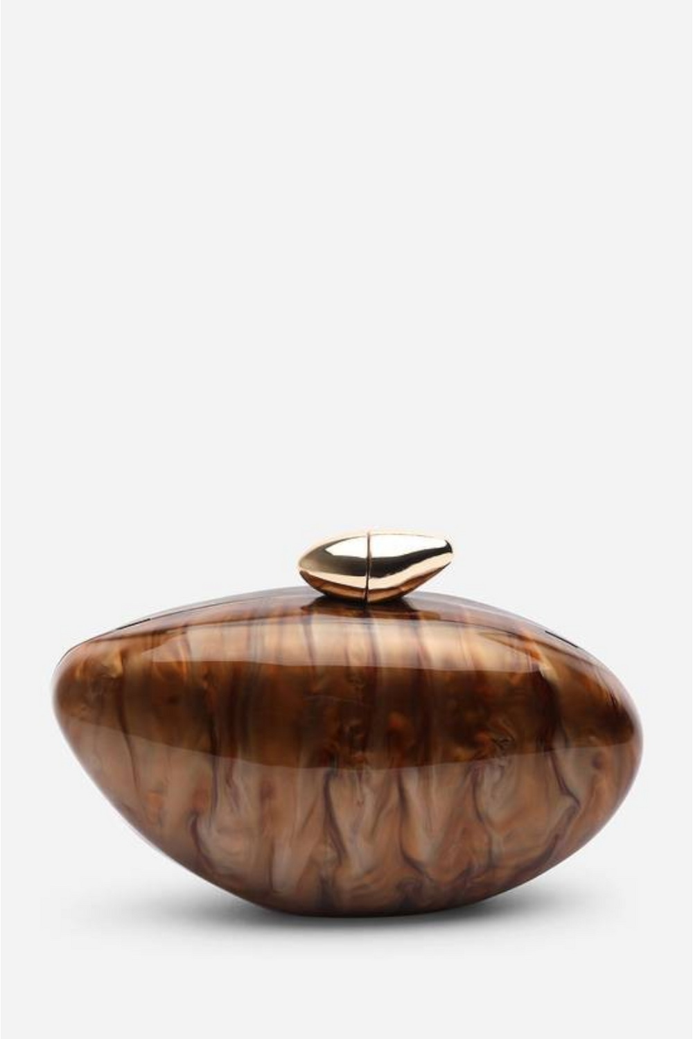 Wholesale Oval Glossy Marble Dark Brown Evening Clutch with Detachable Chain