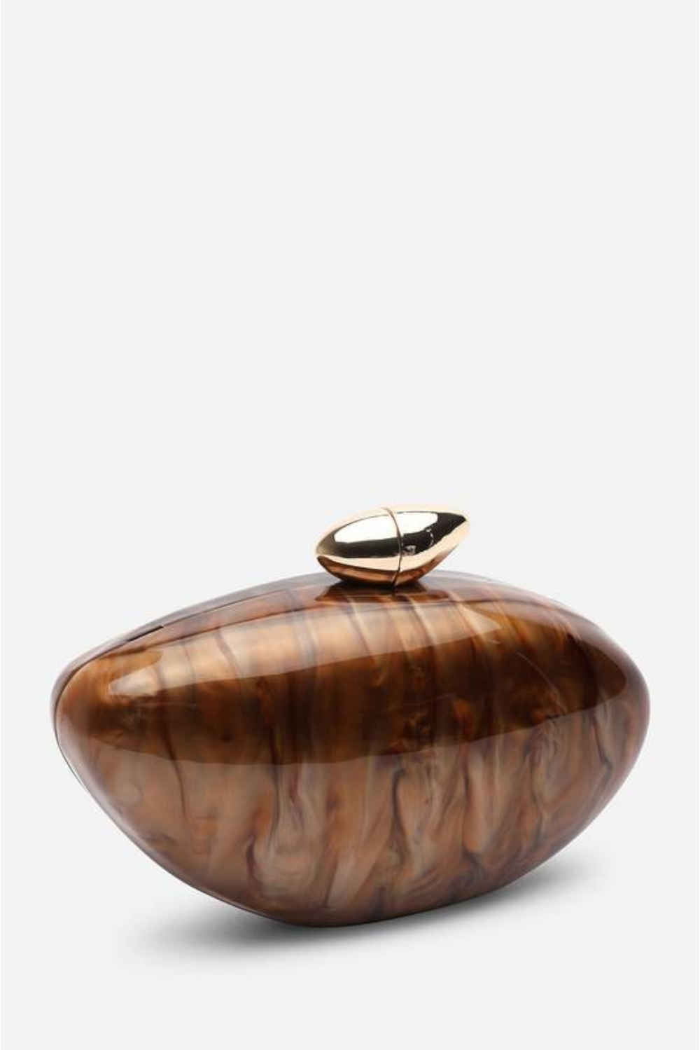 Wholesale Oval Glossy Marble Dark Brown Evening Clutch with Detachable Chain