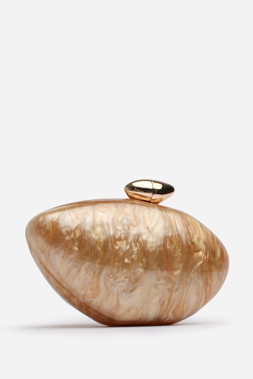Wholesale Oval Glossy Marble Gold Evening Clutch with Detachable Chain