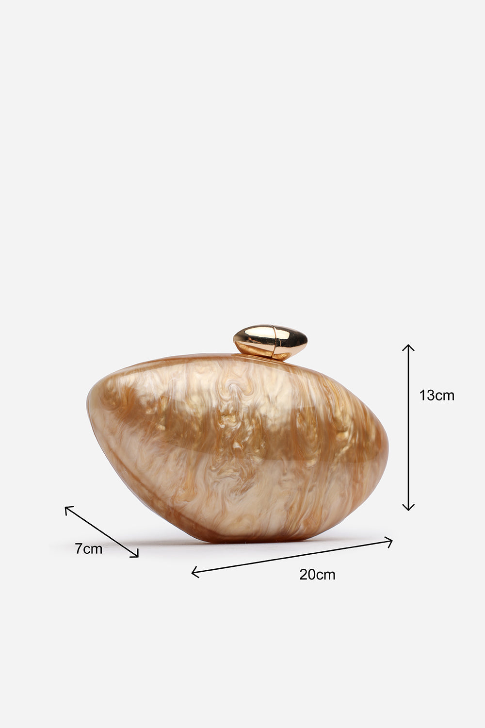 Wholesale Oval Glossy Marble Gold Evening Clutch with Detachable Chain