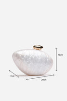 Wholesale Oval Glossy Marble White & Gold Toned Evening Clutch with Detachable Chain