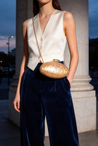Wholesale Oval Glossy Marble Gold Evening Clutch with Detachable Chain