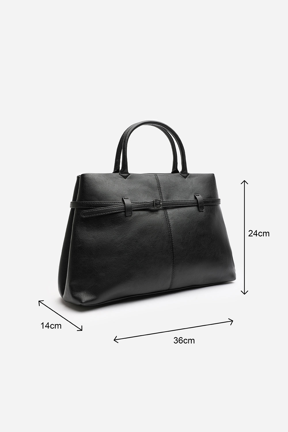 Premium Faux Leather Bag with Buckle Detail In Black