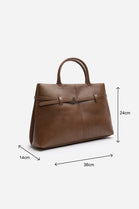 Premium Faux Leather Bag with Buckle Detail In Tan