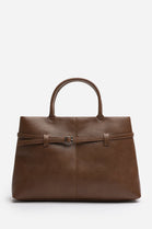 Premium Faux Leather Bag with Buckle Detail In Tan