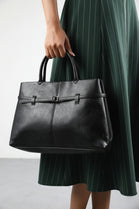Premium Faux Leather Bag with Buckle Detail In Black