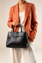 Premium Faux Leather Bag with Buckle Detail In Black