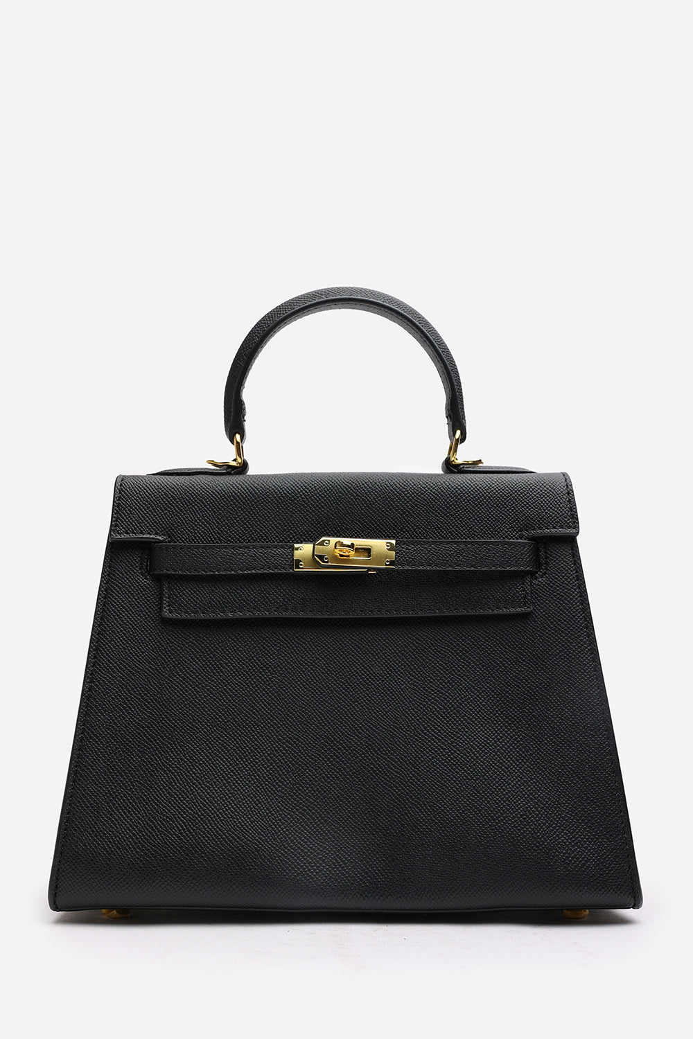 Crossbody Bag With Gold Lock in Textured Black