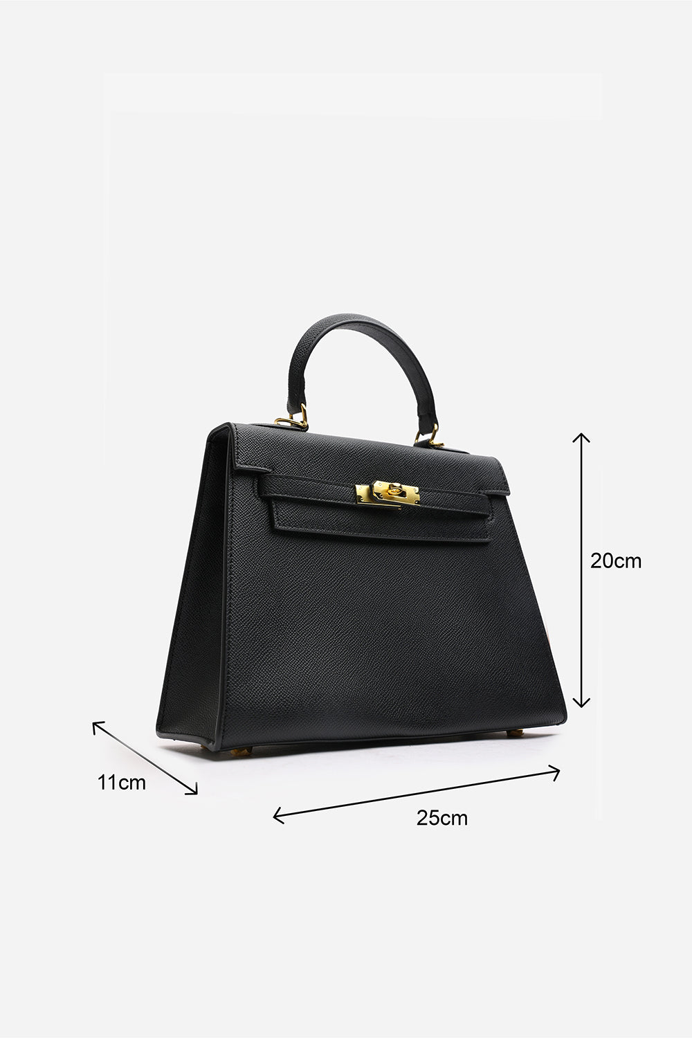 Crossbody Bag With Gold Lock in Textured Black