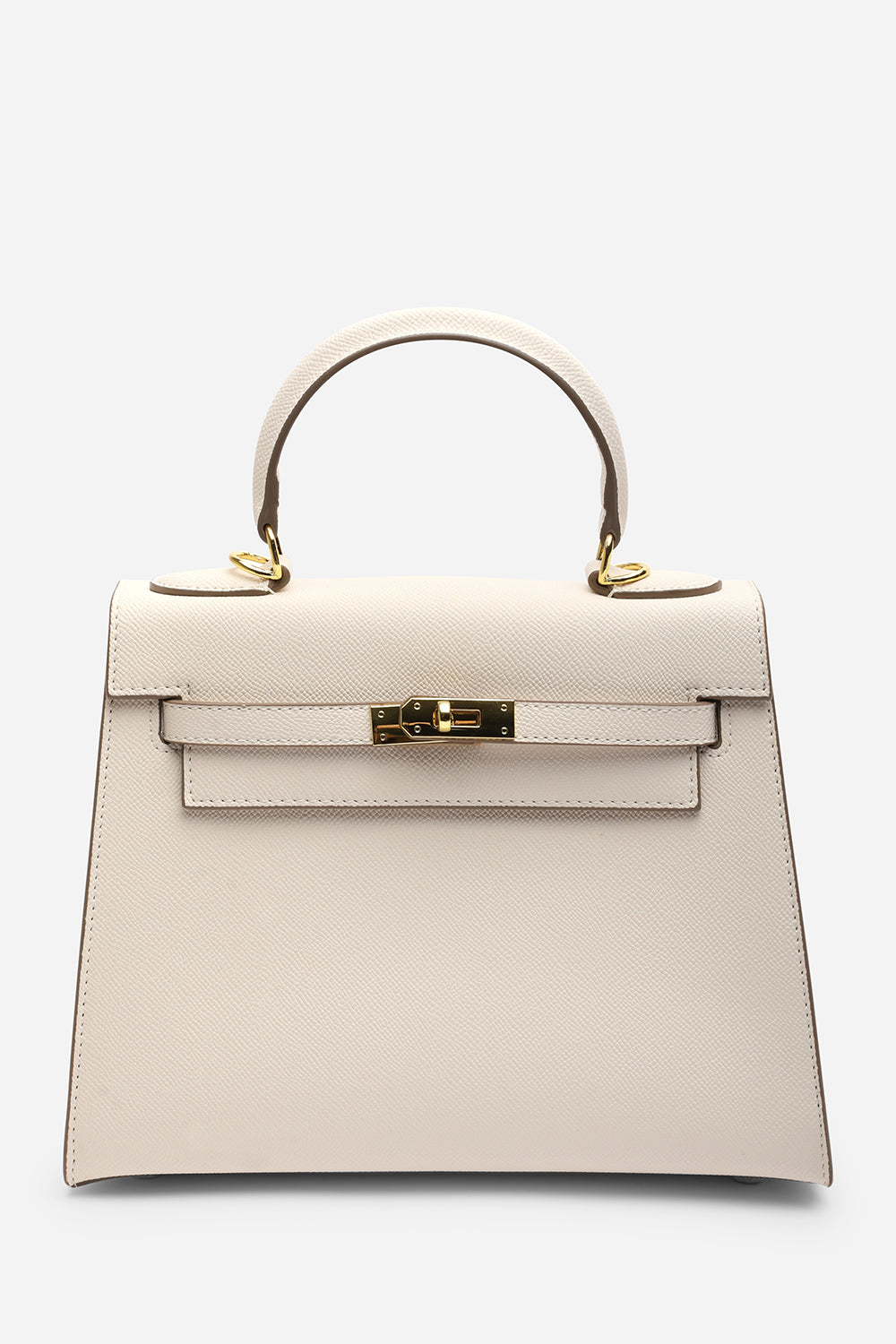 Crossbody Bag With Gold Lock in Textured Cream