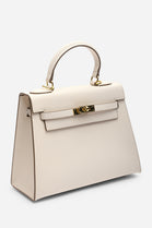Crossbody Bag With Gold Lock in Textured Cream