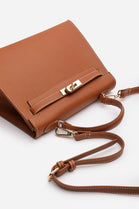Crossbody Bag With Gold Lock in Textured Tan