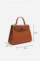 Crossbody Bag With Gold Lock in Textured Tan