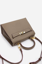 Crossbody Bag With Gold Lock in Textured Taupe