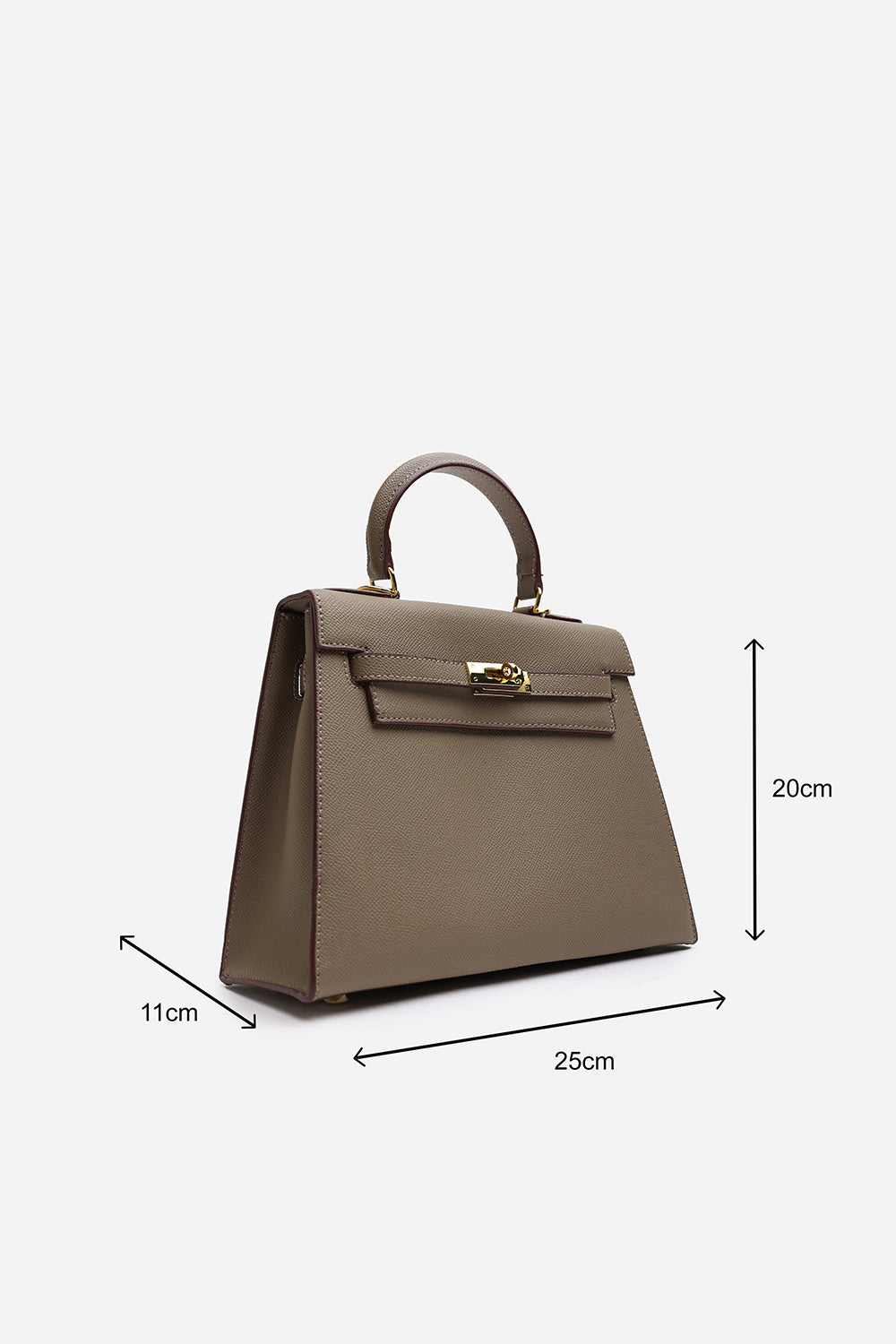 Crossbody Bag With Gold Lock in Textured Taupe