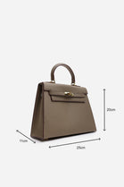 Crossbody Bag With Gold Lock in Textured Taupe