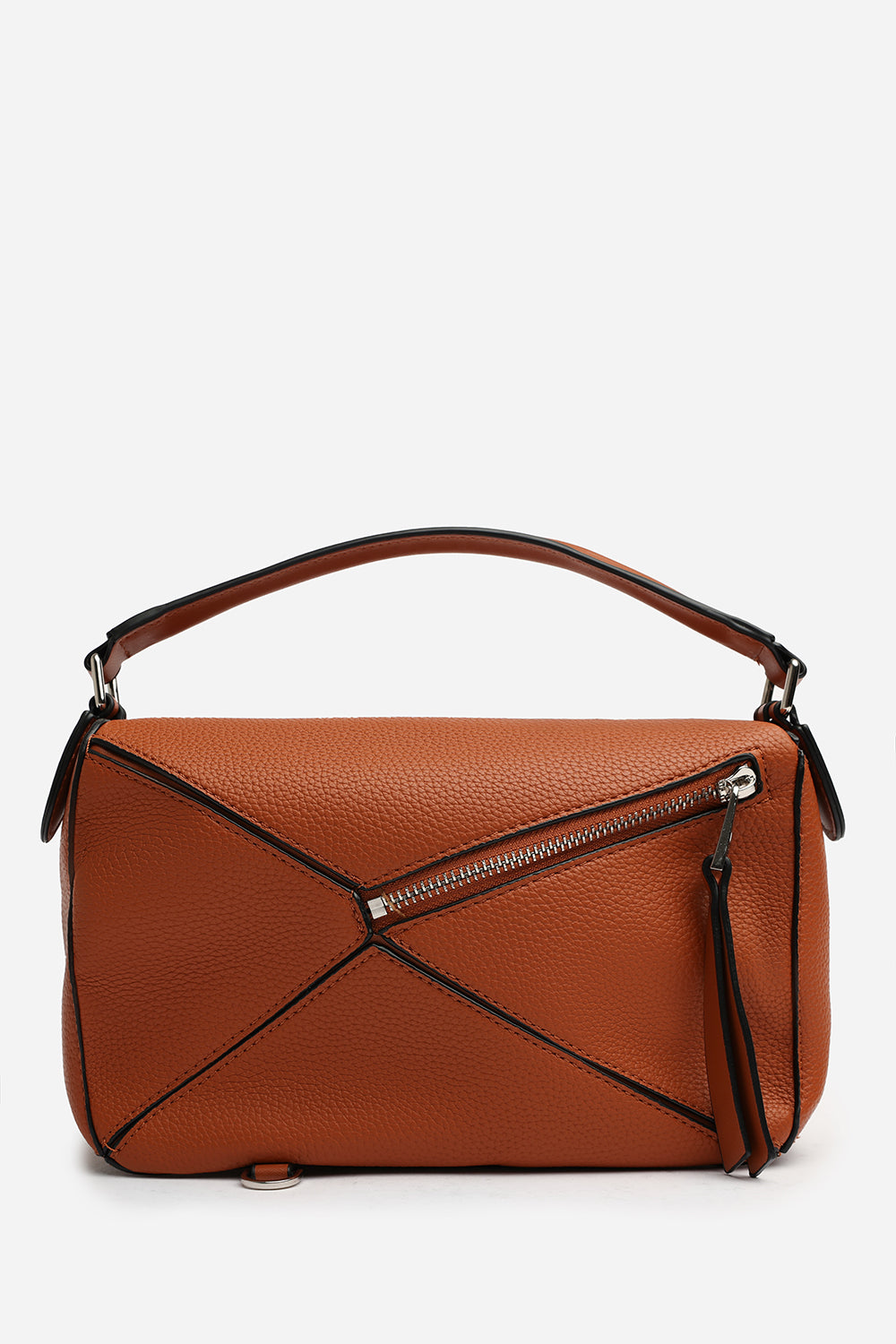 Geometric Crossbody Bag in Tan Faux Leather