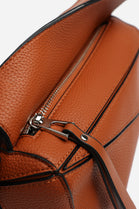 Geometric Crossbody Bag in Tan Faux Leather