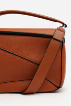 Geometric Crossbody Bag in Tan Faux Leather