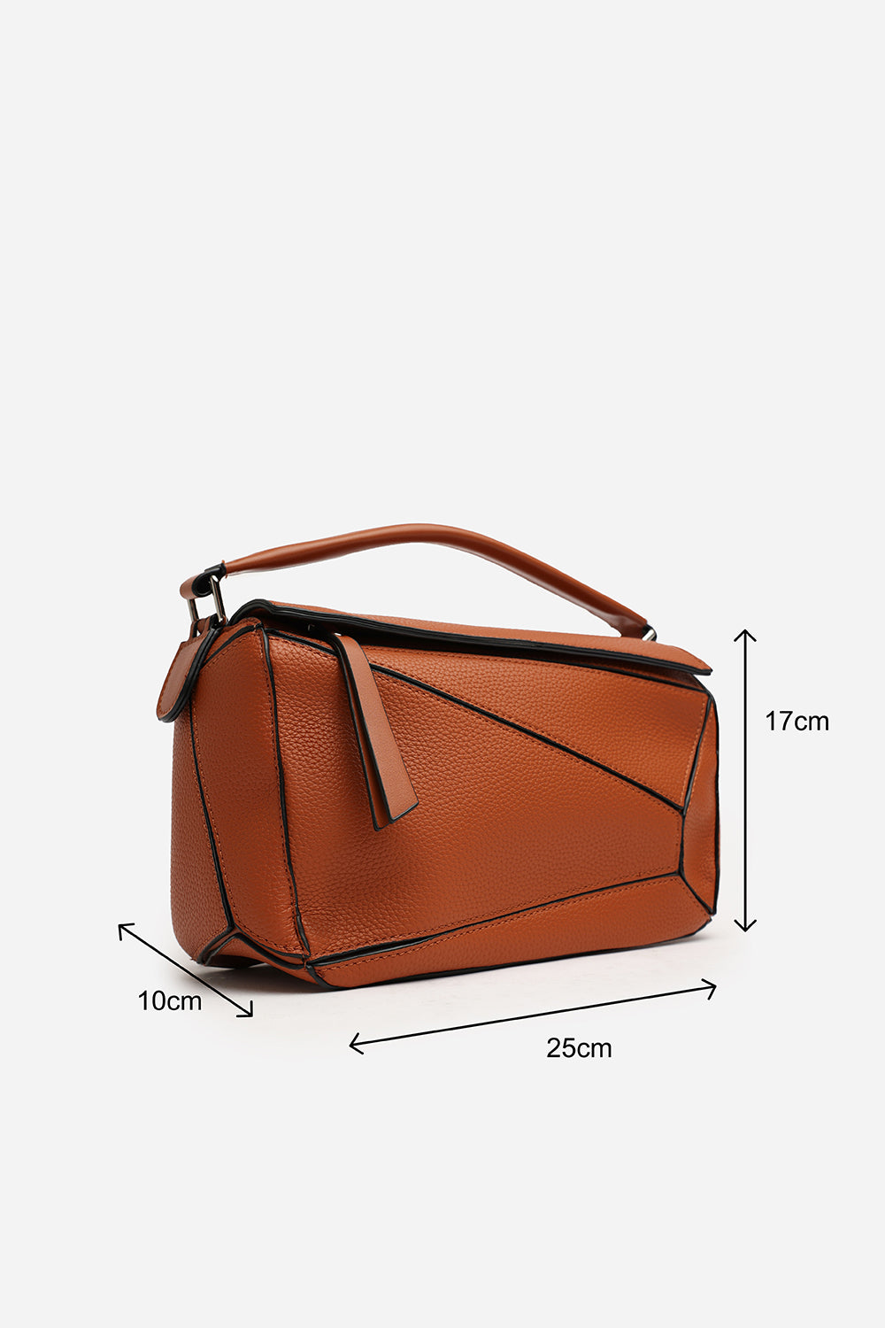 Geometric Crossbody Bag in Tan Faux Leather
