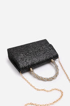 Wholesale Black Glitter Party Bag with Unique Twisted Rhinestone Handle