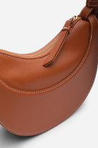 Tan Half-Moon Crossbody Bag