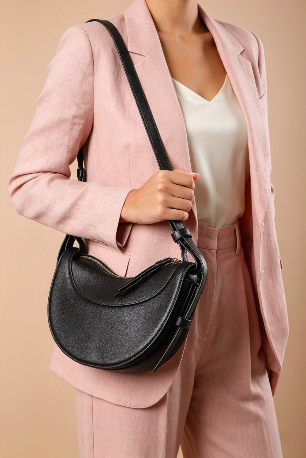 Black Half-Moon Crossbody Bag
