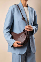 Dark Brown Half-Moon Crossbody Bag