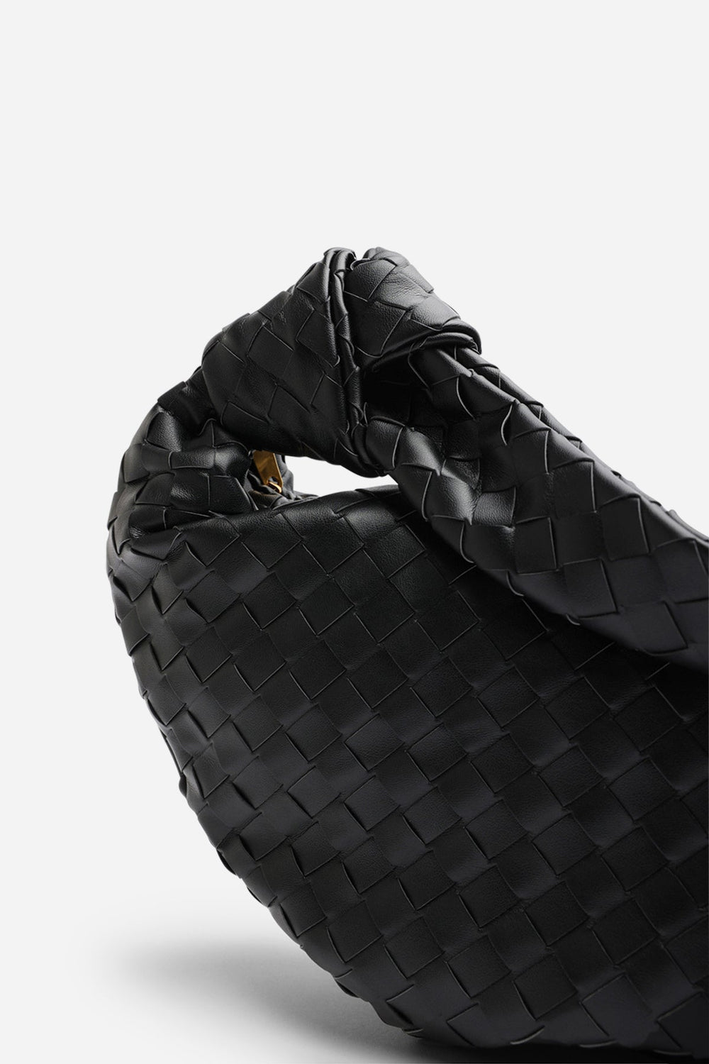 Knotted Black Faux Leather Shoulder Bag