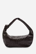 Knotted Dark Brown Faux Leather Shoulder Bag