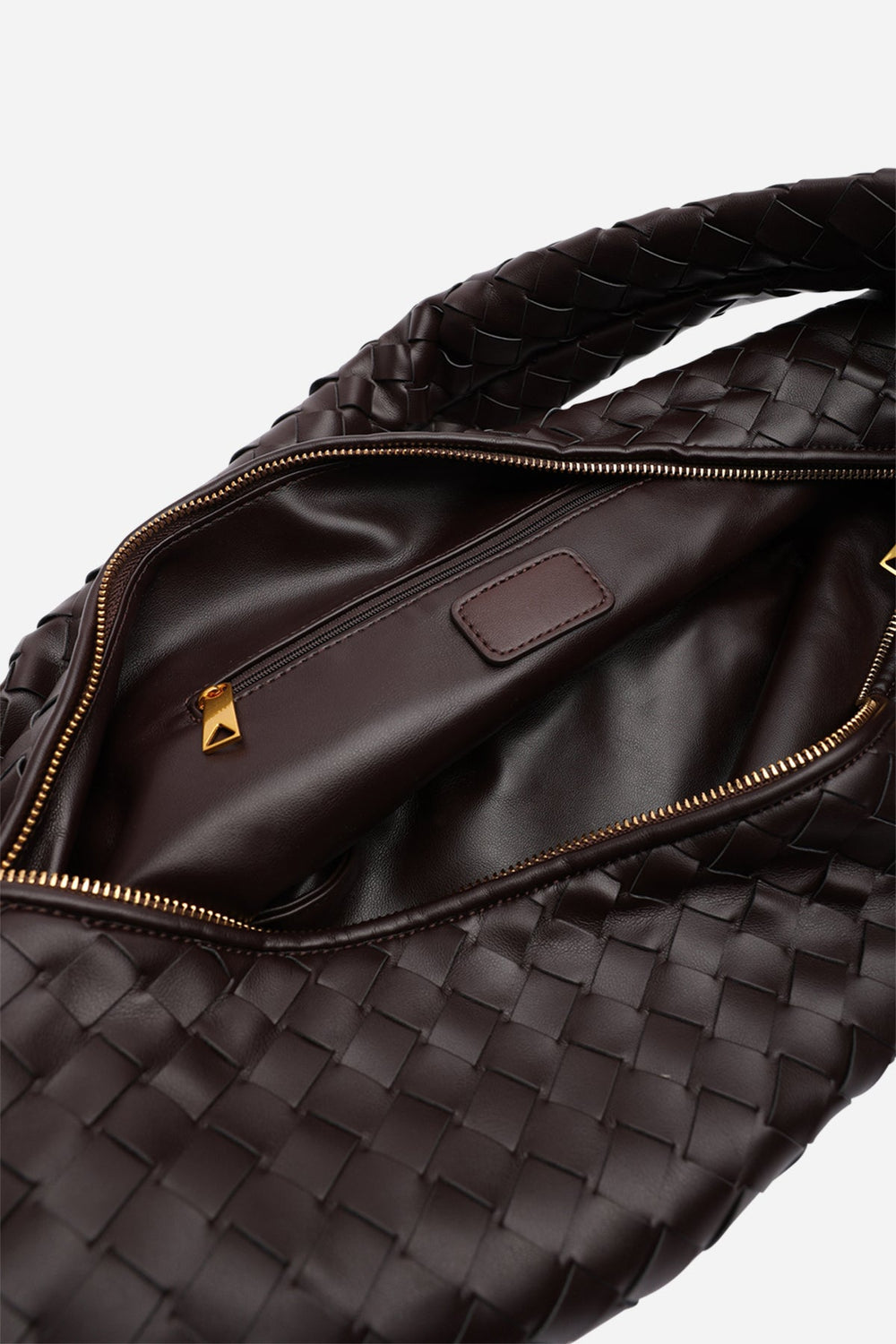 Knotted Dark Brown Faux Leather Shoulder Bag