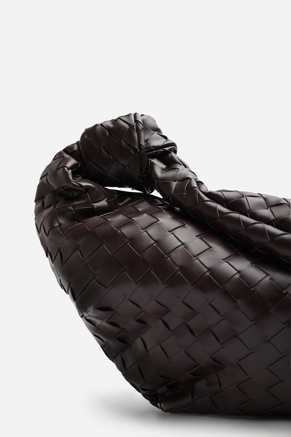 Knotted Dark Brown Faux Leather Shoulder Bag