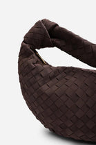 Knotted Dark Brown Faux Suede Shoulder Bag