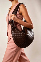 Knotted Dark Brown Faux Leather Shoulder Bag