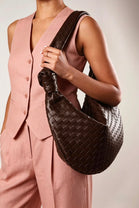 Knotted Dark Brown Faux Leather Shoulder Bag