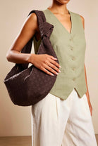Knotted Dark Brown Faux Suede Shoulder Bag