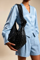 Knotted Black Faux Leather Shoulder Bag